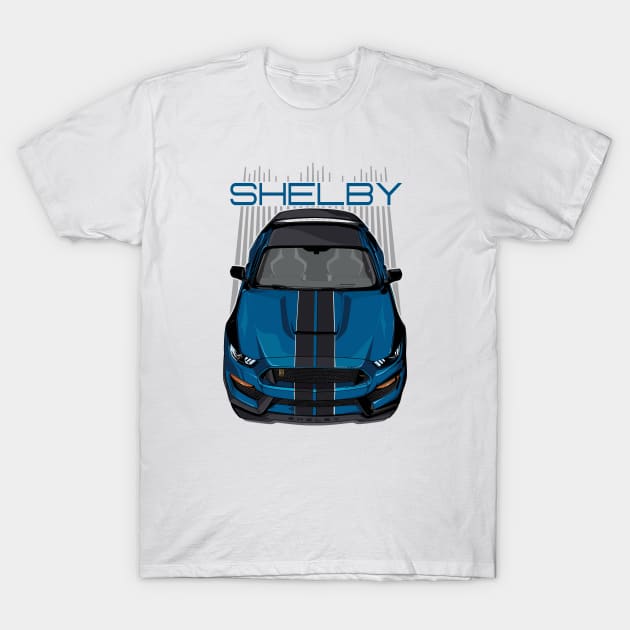 Mustang Shelby GT350 R - Blue and Black T-Shirt by V8social